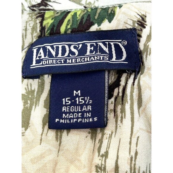 Lands’ End Men’s Vtg Hawaiian Shirt M Short Sleeve Collared Button Up Tropical - Picture 4 of 16